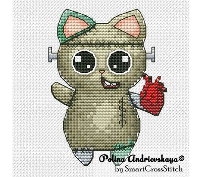 Frankenstein Cat cross stitch pattern