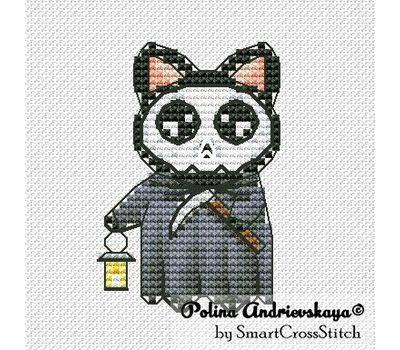 Gothic Cat cross stitch pattern