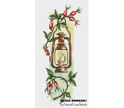 Autumn Lantern & Rose hip cross stitch pattern