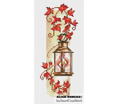 Autumn Lantern & Grapes cross stitch pattern