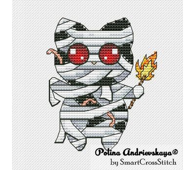 Mummy Cat cross stitch pattern