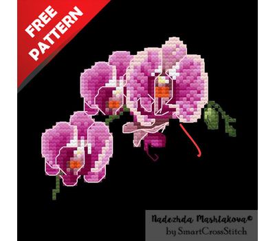 Purple Orchids Free cross stitch pattern