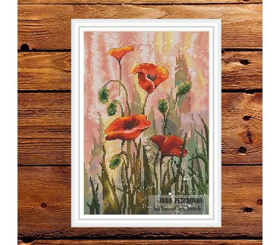 Bright Poppies cross stitch pattern