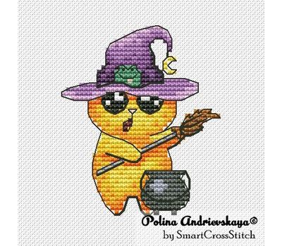 Pumpkin Cat cross stitch pattern