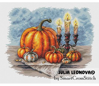 pumpkins and candles cross stitch pattern