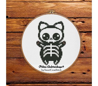 Skeleton Cat cross stitch pattern