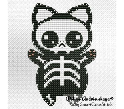 Skeleton Cat cross stitch chart