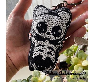 Skeleton Cat cross stitch design