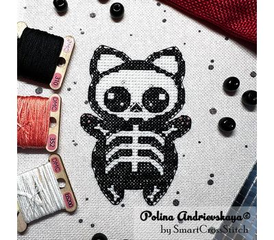 Skeleton Cat cross stitch patternSkeleton Cat cross stitch pattern