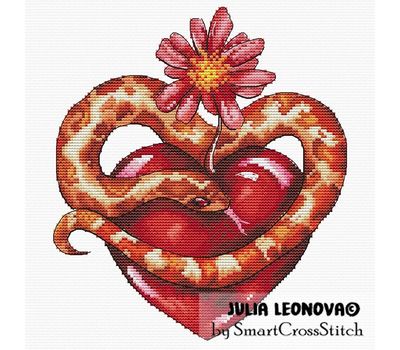 Snake and Heart cross stitch pattern