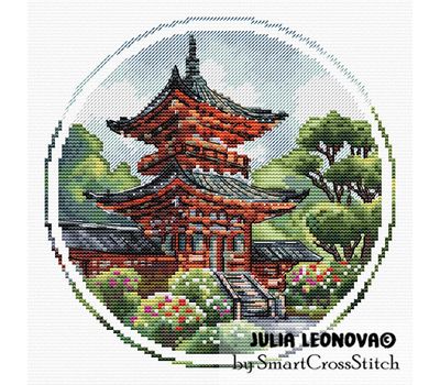 Summer Pagoda cross stitch pattern