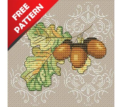 Acorns Free cross stitch pattern