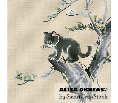 Black kitten cross stitch