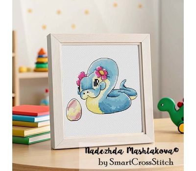 Blue Snake and egg cross stitch pattern