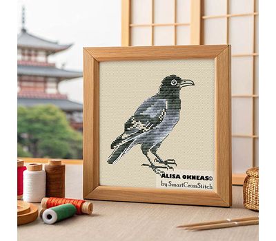Crow minimalistic cross stitch pattern