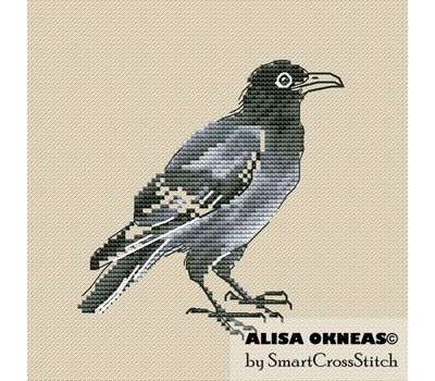 Crow minimalistic cross stitch