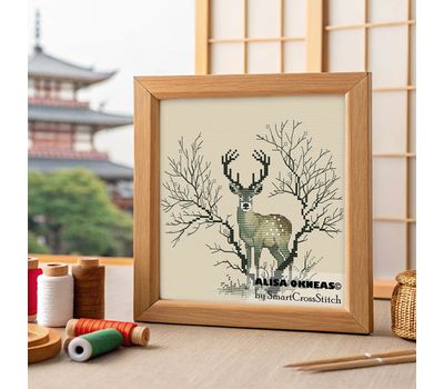 Deer and Tree cross stitch pattern