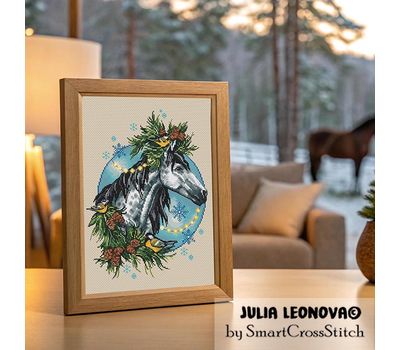 February Horse cross stitch pattern