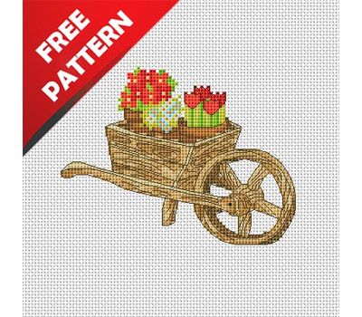 Garden wheelbarrow Free cross stitch pattern