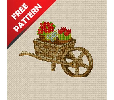 Garden wheelbarrow Free cross stitch