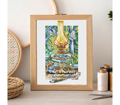 Kerosene lamp cross stitch pattern