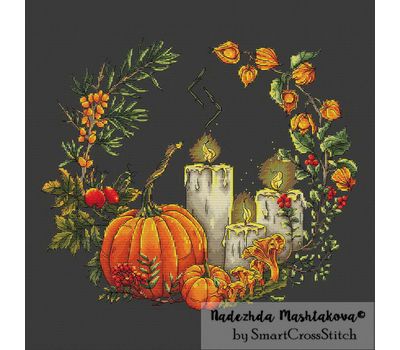 Mabon round cross stitch