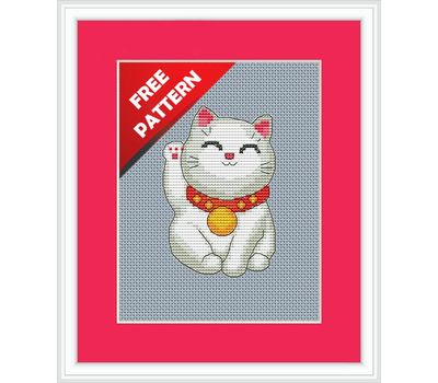 Maneki-neko Cat Free cross stitch chart