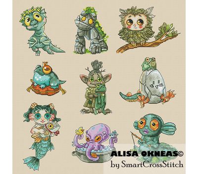 Mythical beasts cross stitch