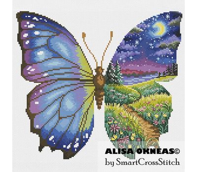 Night Butterfly cross stitch chart