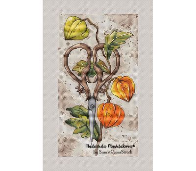 Physalis scissors cross stitch