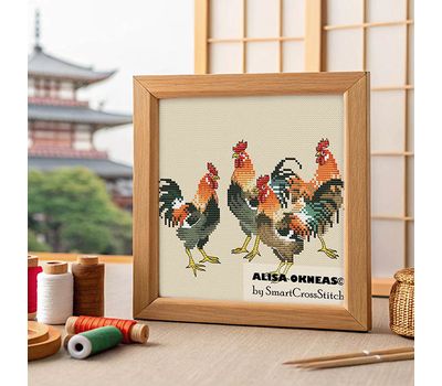 Roosters minimalistic cross stitch pattern