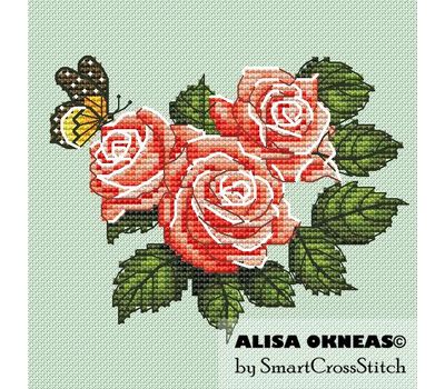 Roses and butterfly cross stitch