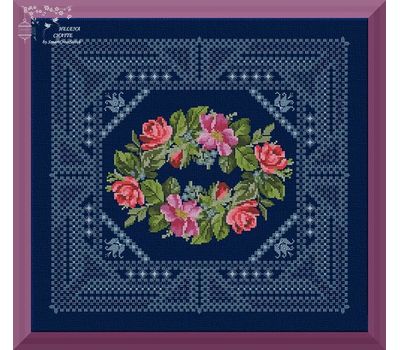 Roses and forget-me-nots Wreath with hardanger embroidery