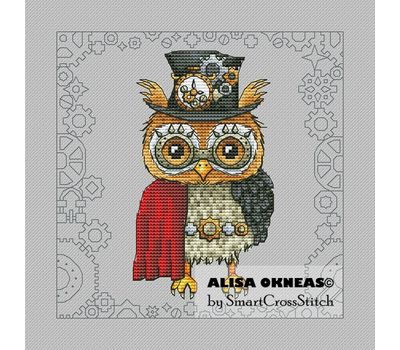 Steampunk Owl Boy cross stitch