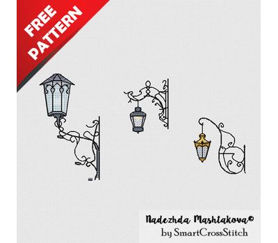 Street Lamps Free cross stitch pattern