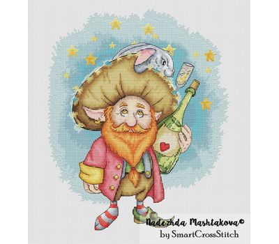 Xmas Elf with champagne cross stitch