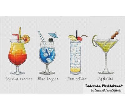 Сocktails Set cross stitch pattern