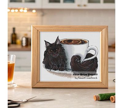 Coffee Shop - Americano Cat cross stitch pattern
