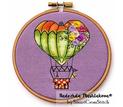 Autumn Heart Balloon cross stitch pattern