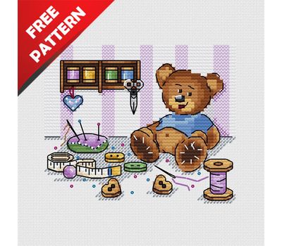 Teddy Bear Toy Free cross stitch pattern