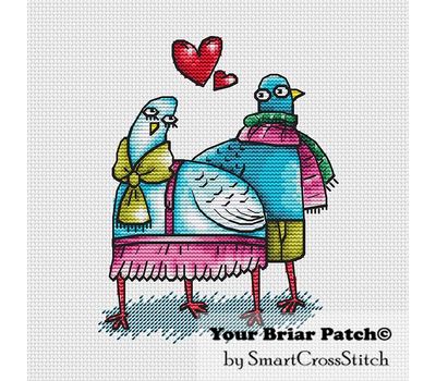 Birds couple cross stitch