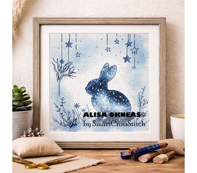 Blue hare cross stitch pattern