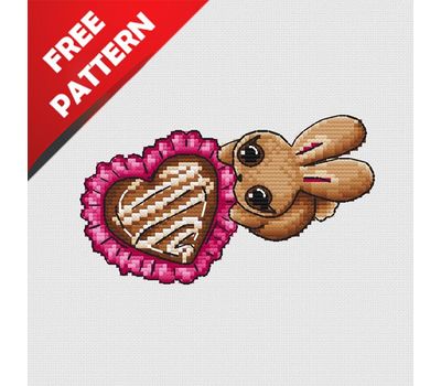 Bunny and Heart Free cross stitch pattern
