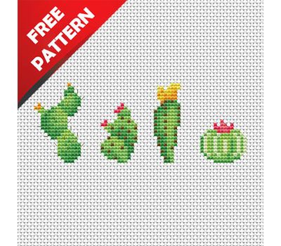 Cactuses Free cross stitch pattern