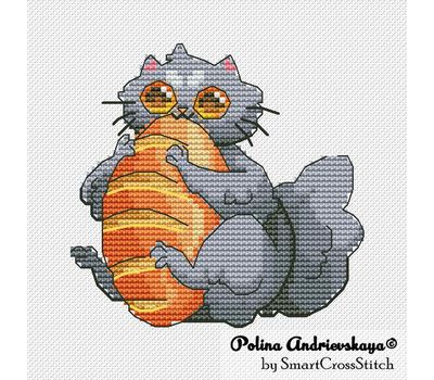 Cat with a loaf of bread cross stitch