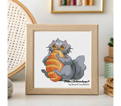 Cat with a loaf of bread cross stitch pattern