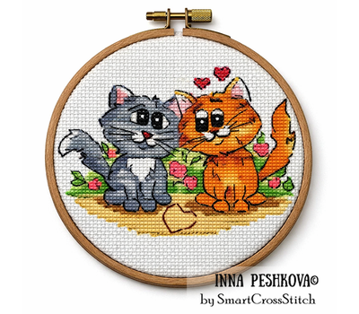 Cats in Love cross stitch pattern