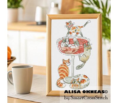 Cats Party Glass cross stitch pattern