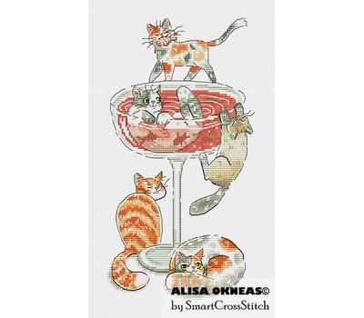 Cats Party Glass cross stitch