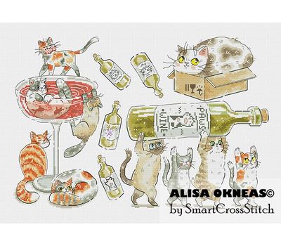 Cats Party Sampler cross stitch pattern